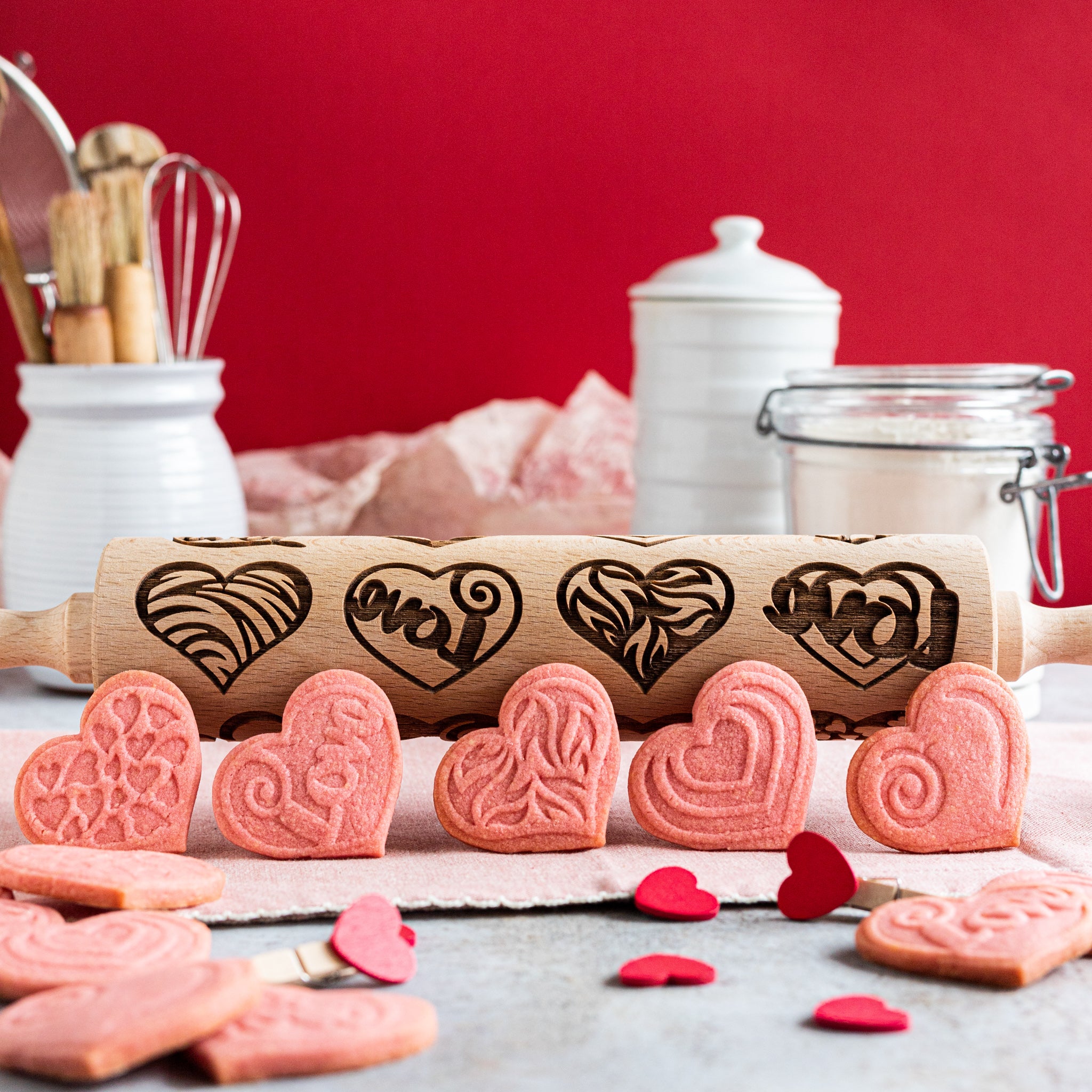 ROULEAU À PÂTISSERIE COEURS DE LA SAINT-VALENTIN